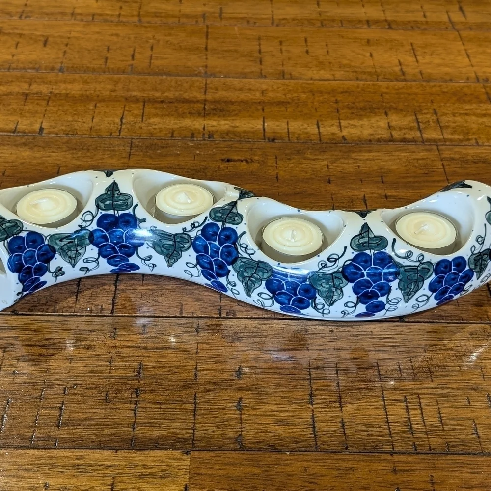 Andy Unikat Polish Pottery Advent Candle Centerpiece - Hand Made Hand Painted